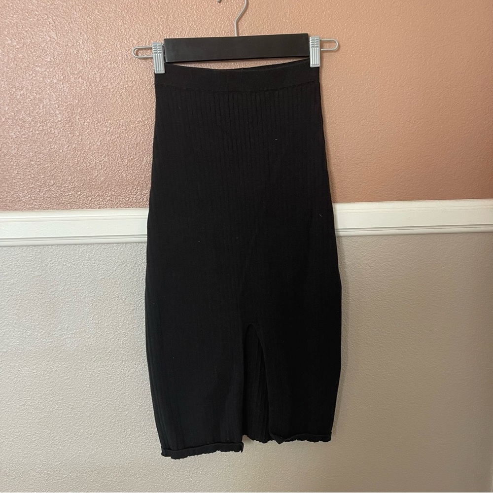 Free People MIDI Maxi Split front Black Skirt